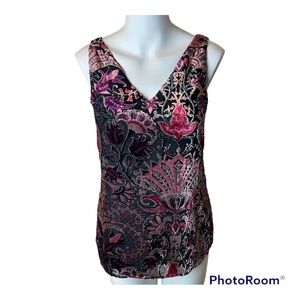 Ecru Women’s Velvet Floral V-Neck Blouse -XS